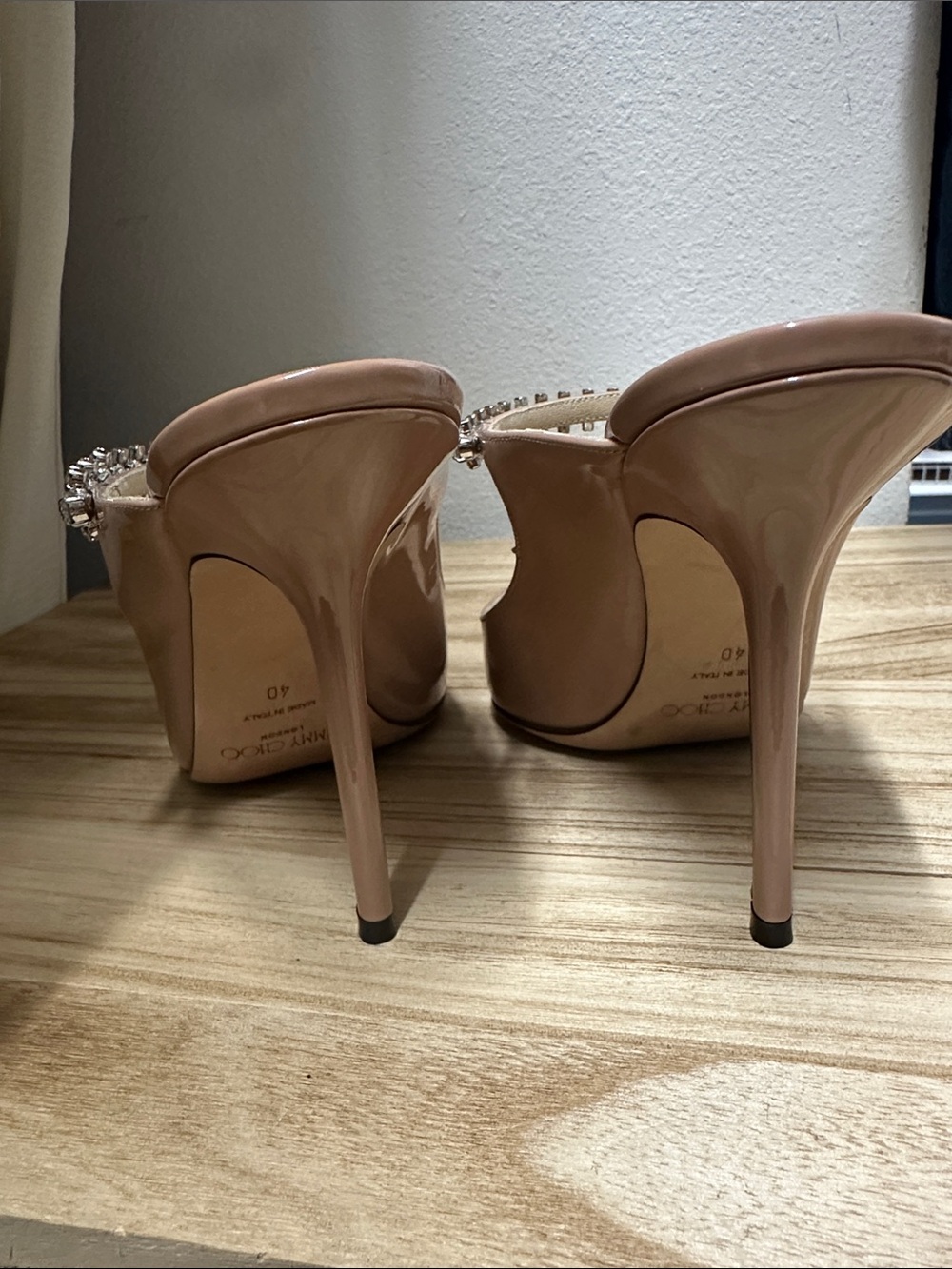 Jimmy Choo Blush Patent Pointed-Toe Pumps with Crystal Strap - Picture 4 of 5